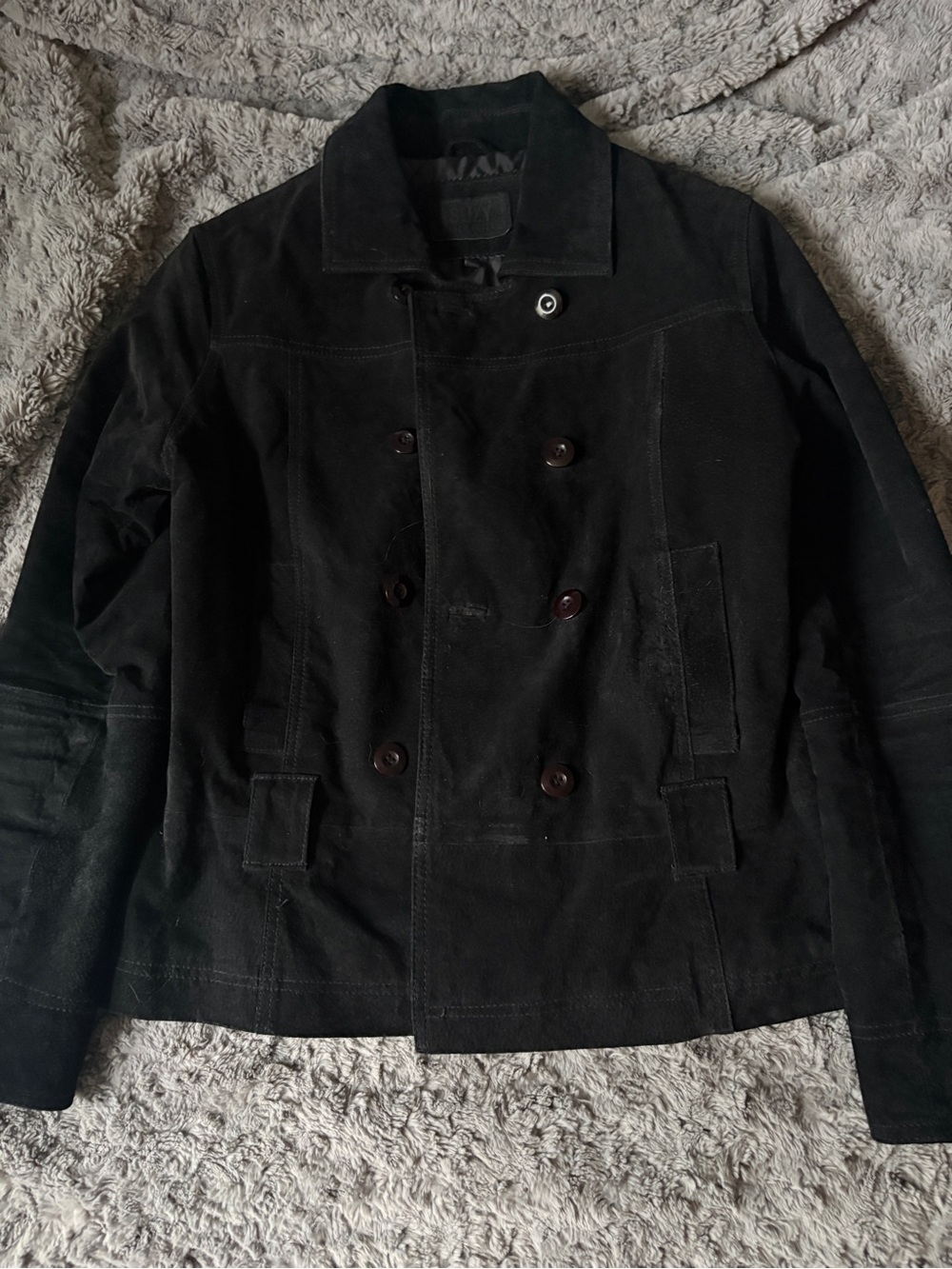 Suzy Shier structured black suede jacket